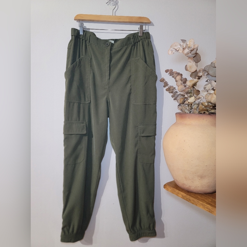 Max Studio Olive Green Utility Cargo Jogger Gorpcore Streetwear Athleisure Sz L